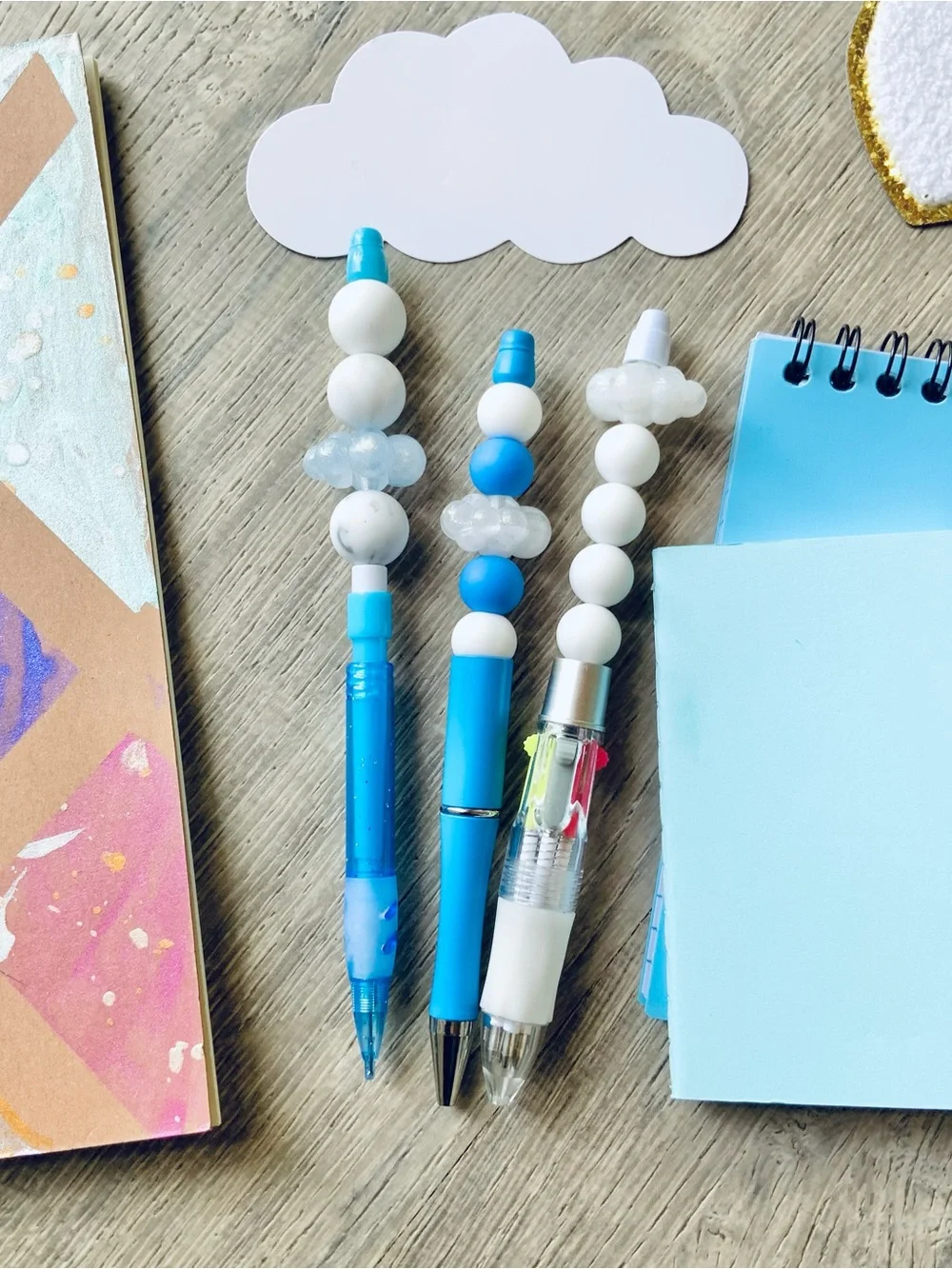 NEW📚 Handcrafted Stationery Set w/ Beaded Pens & Notebooks